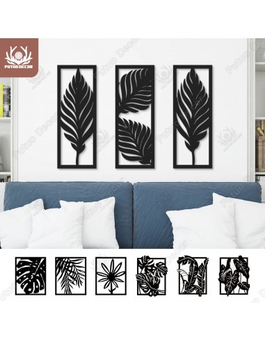 Putuo Tropical Leaves Black Plaque Boho Wooden Line Art Home Decor Living Room Bedroom Wood Wall Decoration Painting Salon solde