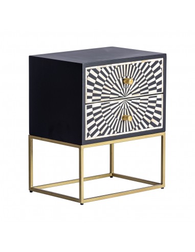 PREMIUM BLACK & WHITE, BONE ART DECO BEDSIDE TABLE RUST 50% de réduction en Octobre 2024