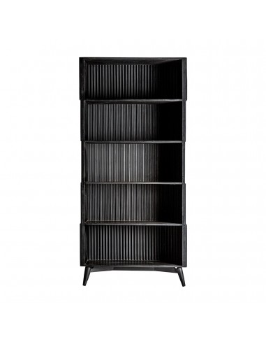 BLACK PLISSÉ WOOD ART DECO BOOKCASE s'inspire de l'anatomie humaine